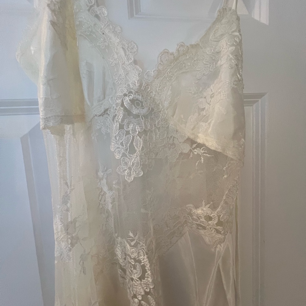 Lace-Embellished Cream Chemise